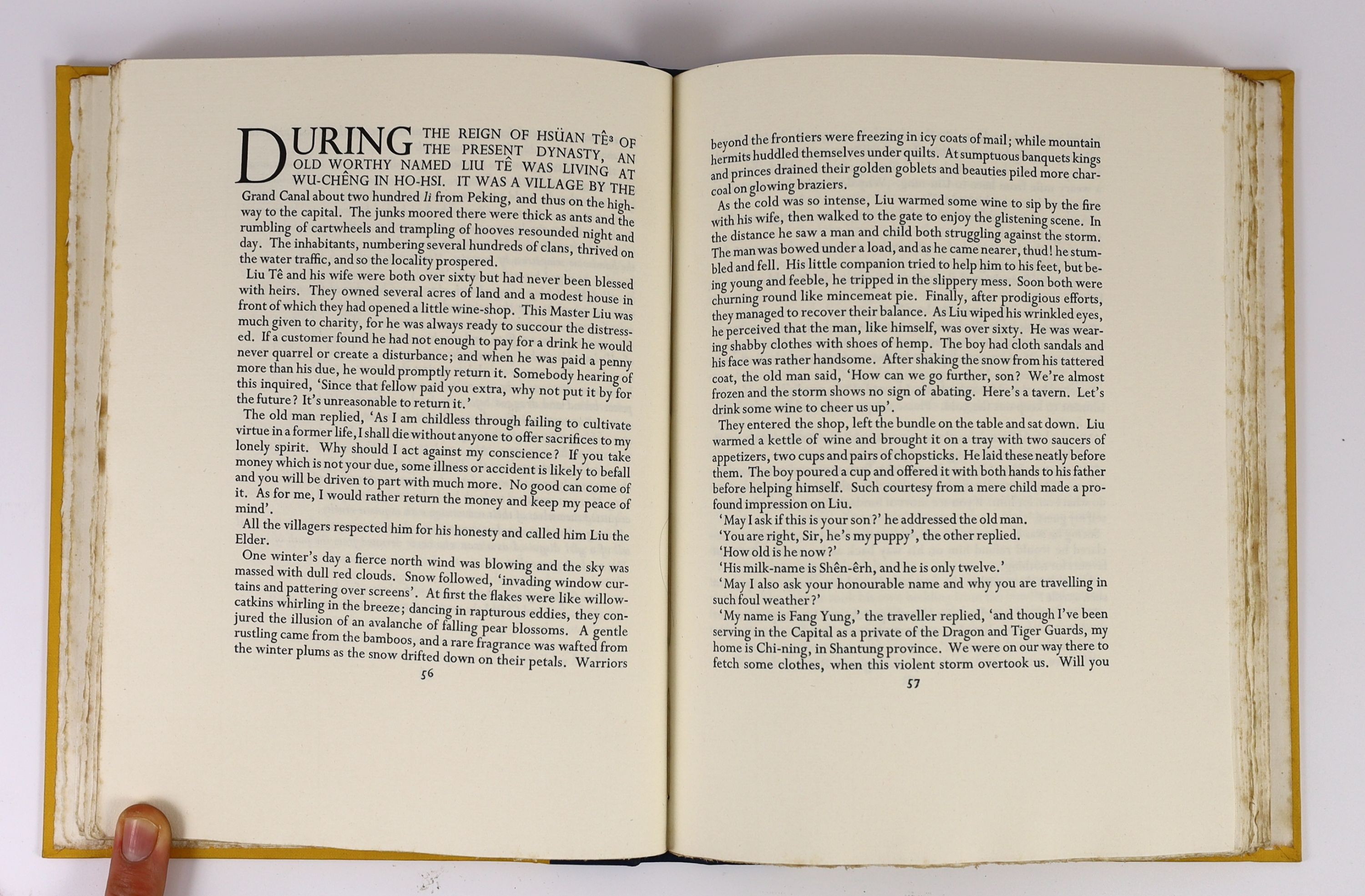 Golden Cockerel Press - Glue and Lacquer, one of 350, illustrated with 5 copper engravings of drawings Eric Gill, executed by his son-in-law-law Denis Tegetmeier, 4to, original yellow boards with blue morocco spine, Walt